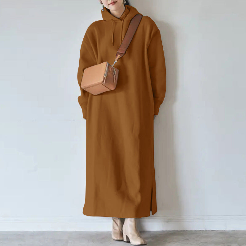 Women’s oversized hoodie maxidress with straight cut and side slit Mune Fashion