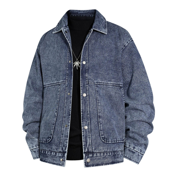 Men's Oversized Denim Jacket with Stonewash Effect and Patch Pockets Mune Fashion