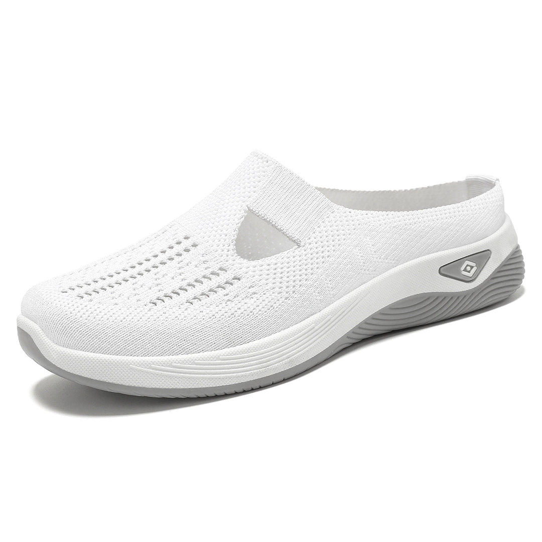 Ladies breathable knitted slip-on clog with side cut-out opening, cushioning EVA and PU midsole Mune Fashion