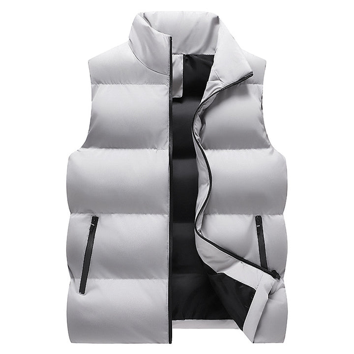 Men's Minimalist Outdoor Padded Vest with Wide Block Quilting, Insulated Padding, and Concealed Zipper Pockets Mune Fashion