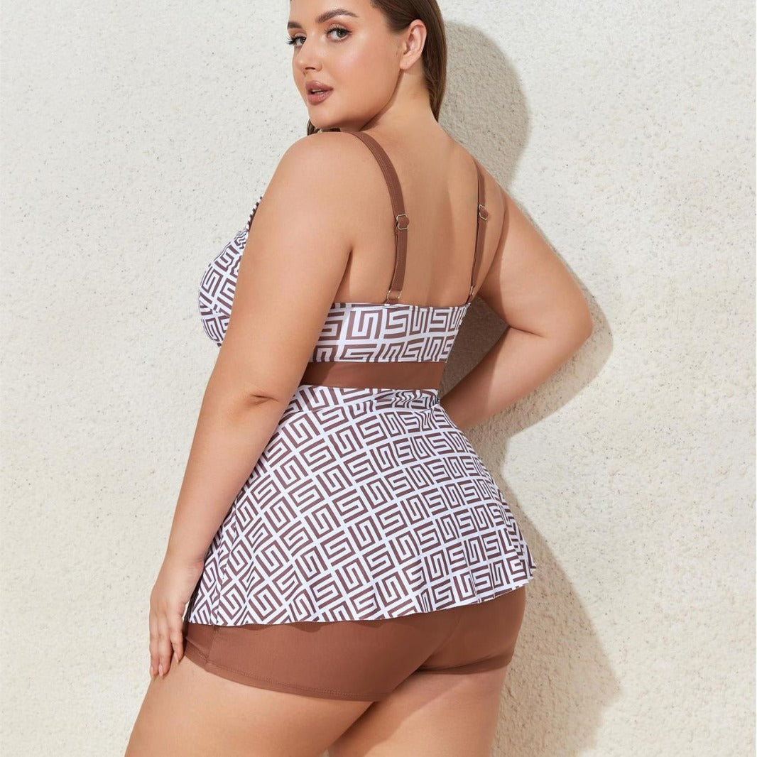 Ladies Fashionable Tankini with Sculptural Pattern Applications Mune Fashion