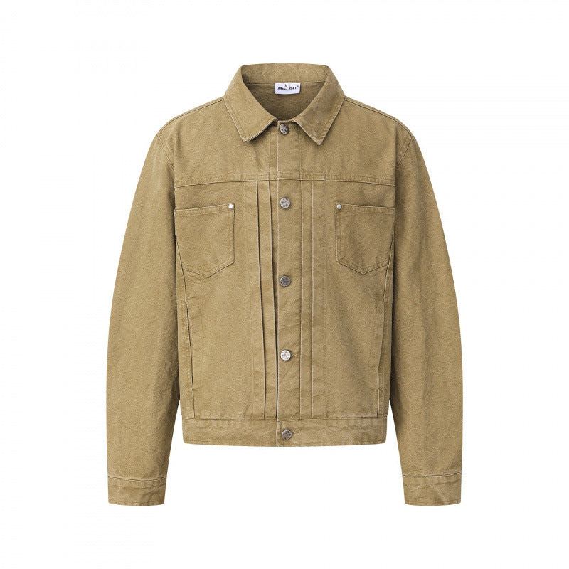 Unisex Boxy Denim Jacket in Worker Look with Metal Button Placket and Chest Pockets Mune Fashion