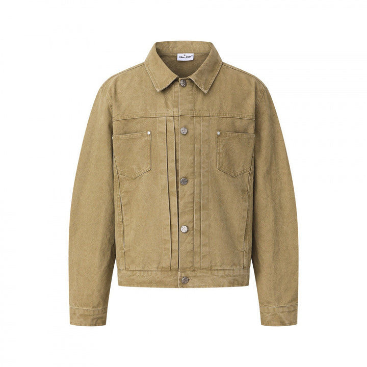 Unisex Boxy Denim Jacket in Worker Look with Metal Button Placket and Chest Pockets Mune Fashion