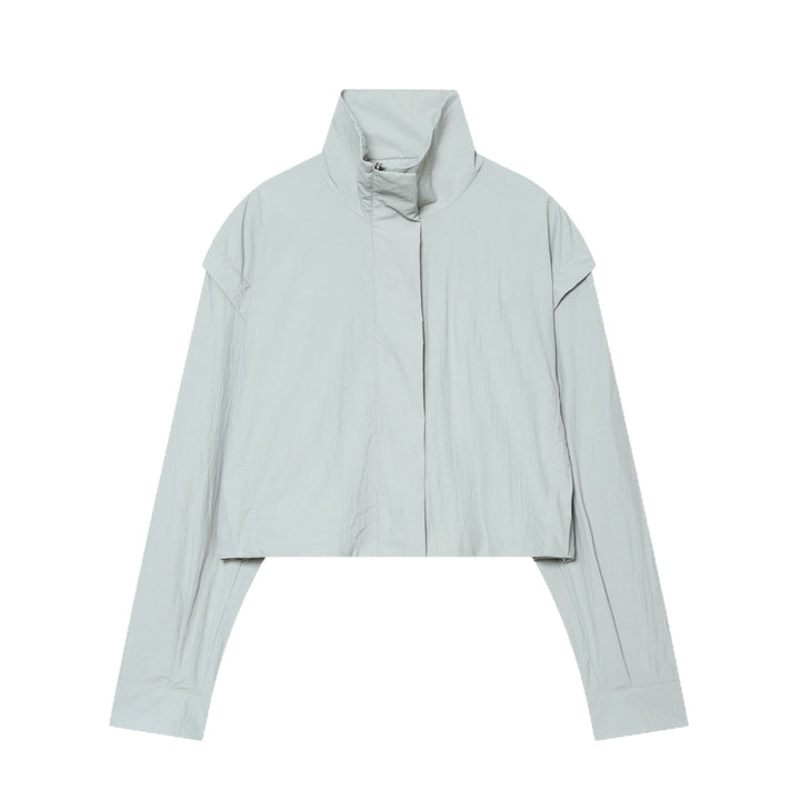 Women Cropped Tech Jacket with High Funnel Collar and Boxy Silhouette Mune Fashion