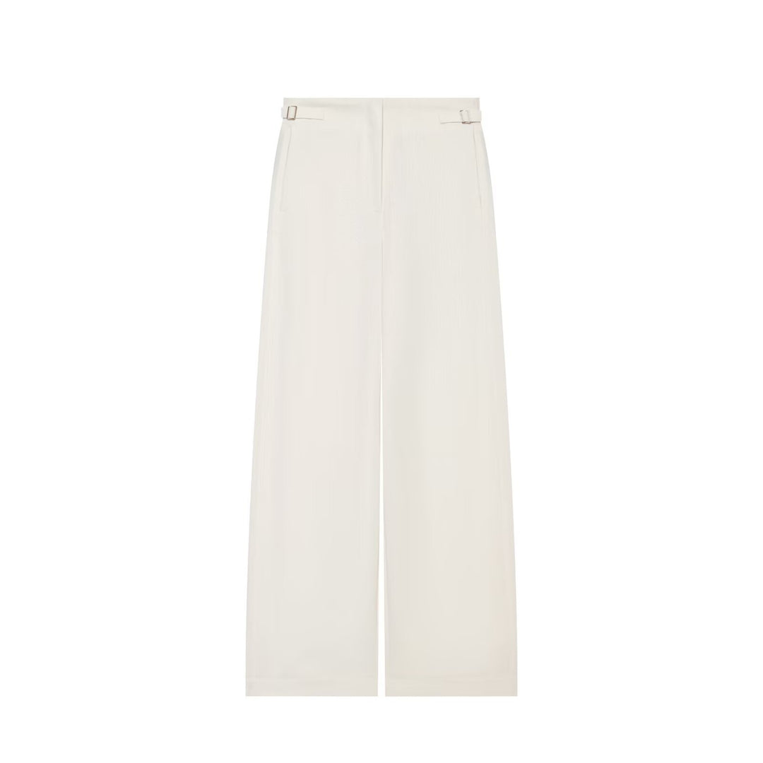 Women's Wide High Waist Culotte Pants with clear front seam and side waist straps Drune