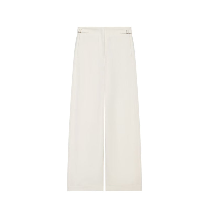 Women's Wide High Waist Culotte Pants with clear front seam and side waist straps Drune