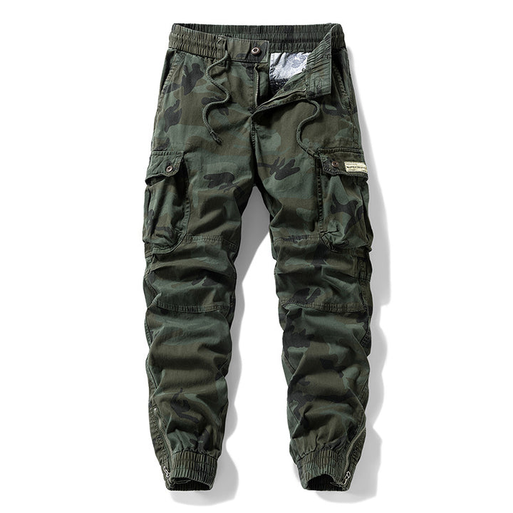 Men's Tactical Cargo Jogging Pants in Camouflage Military Look with Drawstring Waistband, Knee Panels, and Multi-Pockets Mune Fashion