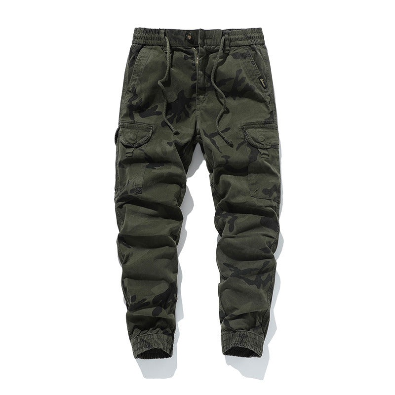 Men's Military-Style Cargo Jogger made of cotton blend with elastic drawstring waistband and modular flap pockets Mune Fashion