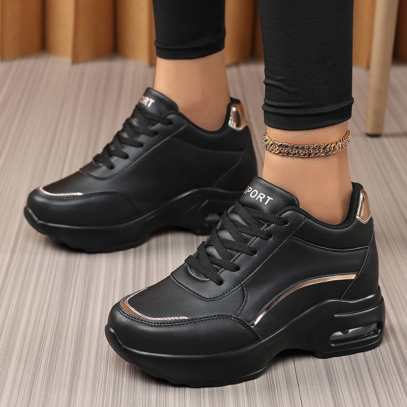Women Chunky Sneakers with Air Cushion Sole and Metallic Details Mune Fashion