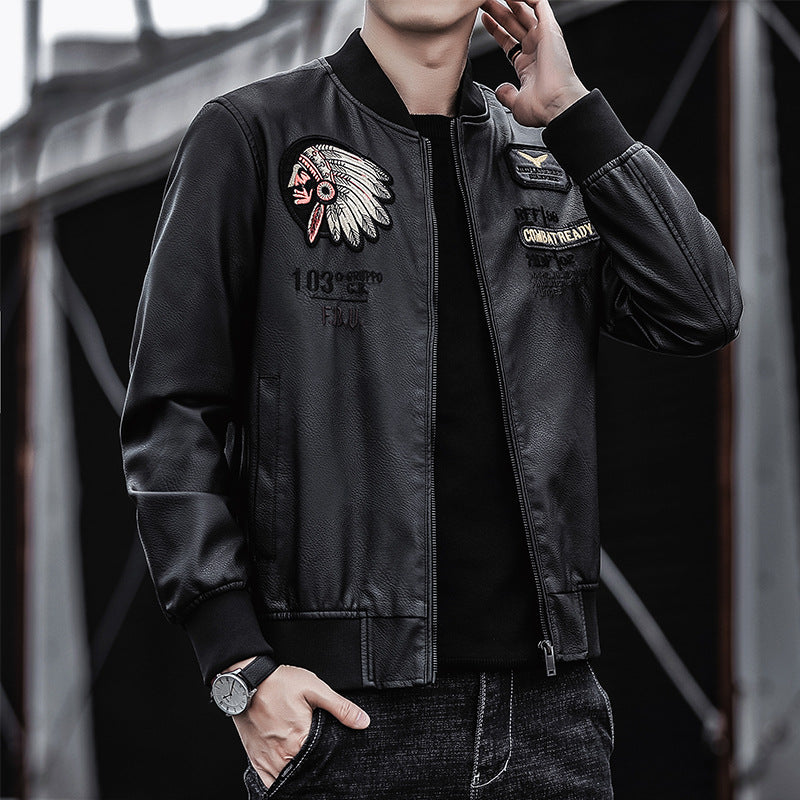 Men's Fashion Bomber Jacket with Shoulder Patches Mune Fashion