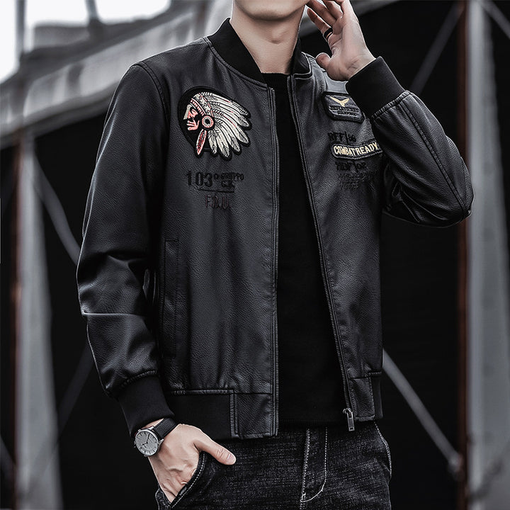 Men's Fashion Bomber Jacket with Shoulder Patches Mune Fashion