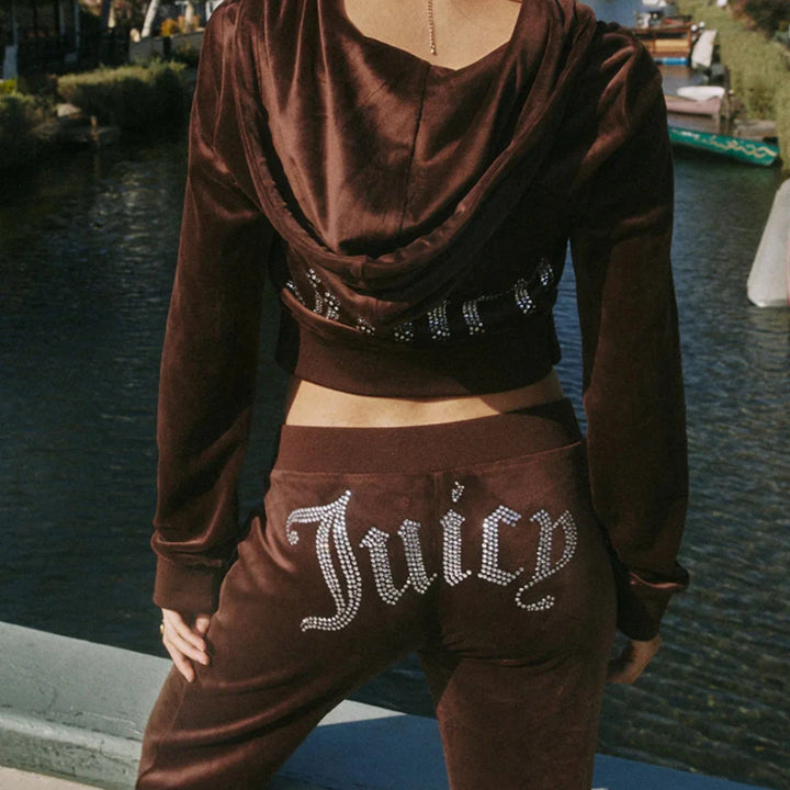 Women's luxurious velour tracksuit with zip jacket and jogging pants Mune Fashion