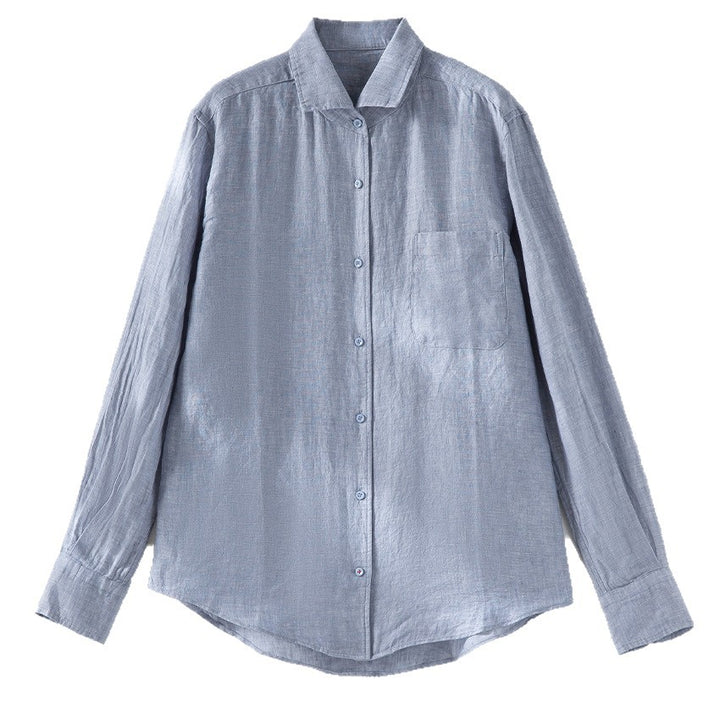 Men's Lightweight Linen Shirt with Chest Pocket, Relaxed Fit and Classic Collar Mune Fashion