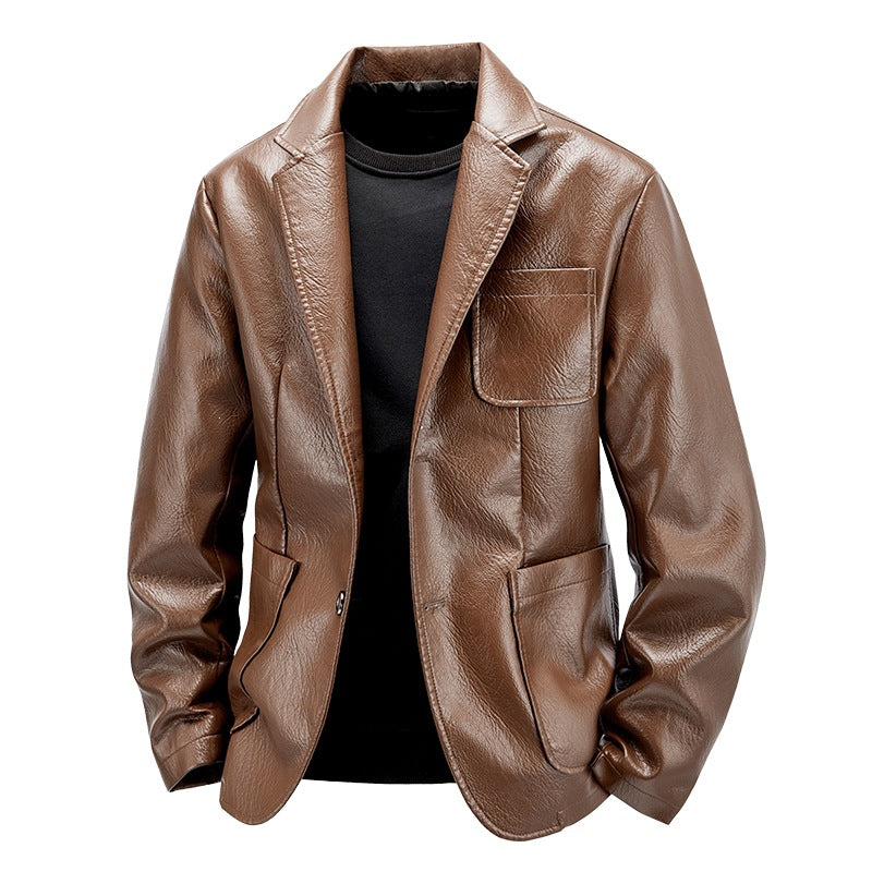 Men's Elegant Faux Leather Jacket in Classic Cut Mune Fashion