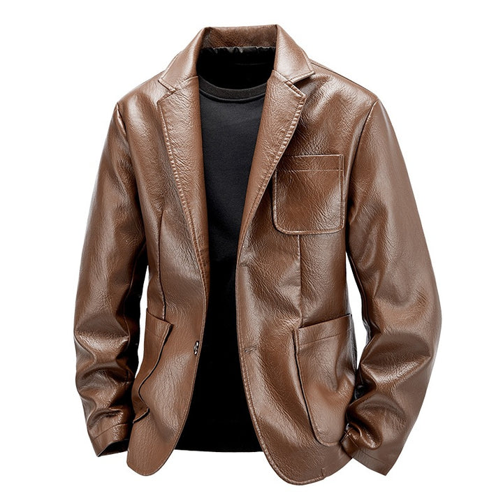 Men's Elegant Faux Leather Jacket in Classic Cut Mune Fashion