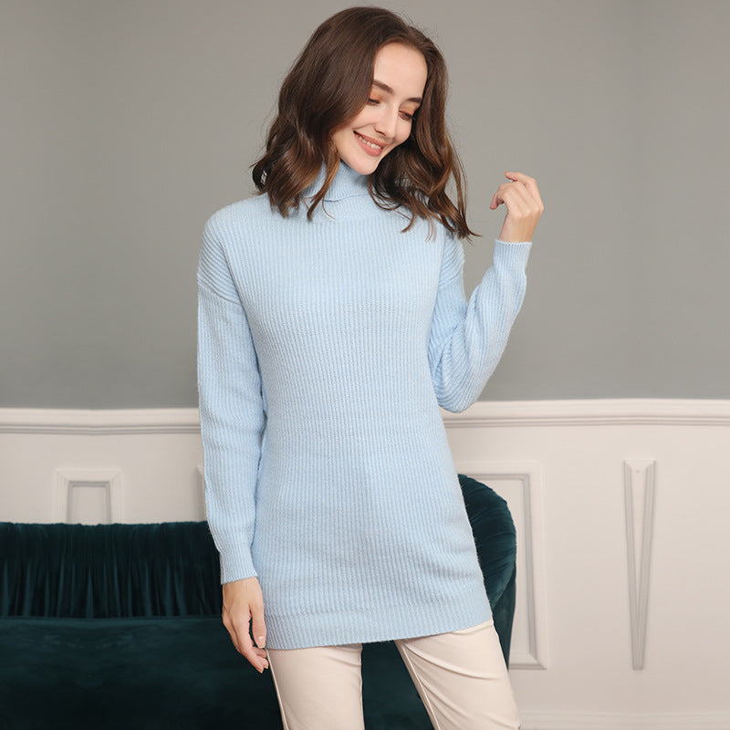 Women's Long Ribbed Turtleneck Sweater in Oversized Fit Mune Fashion