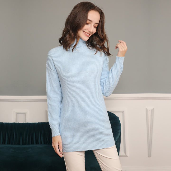 Women's Long Ribbed Turtleneck Sweater in Oversized Fit Mune Fashion