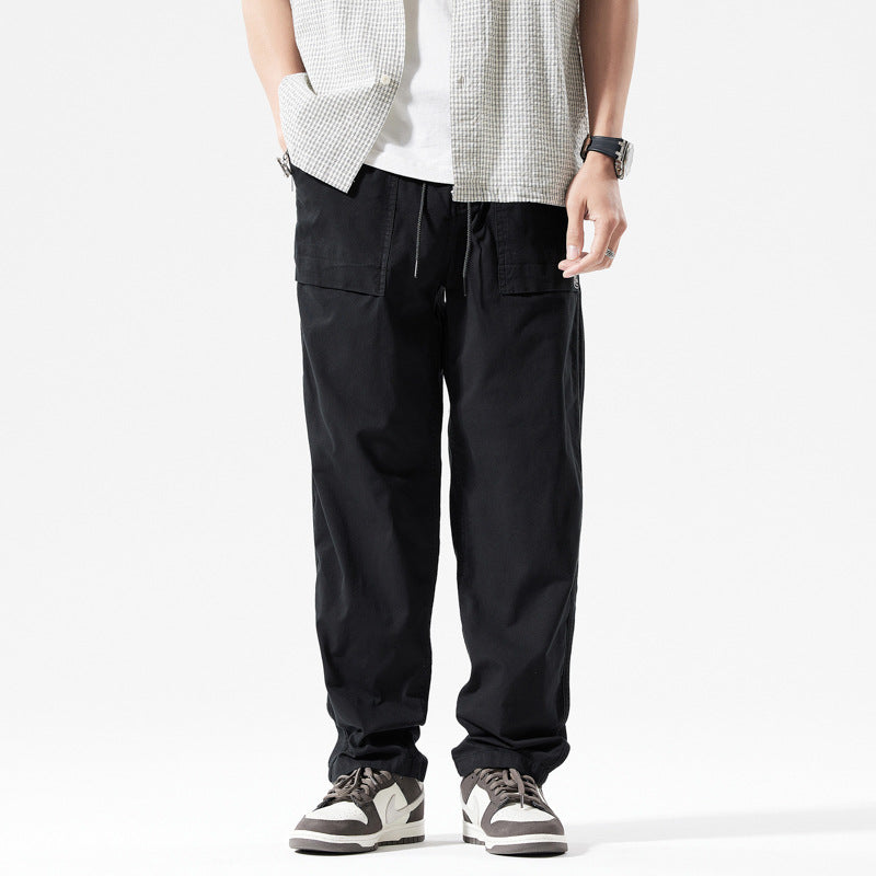 Herren Baggy-Cargo-Hose im Workwear-Look mit elastischem Kordelbund, aufgesetzten Klapptaschen und verstärkten Nähten Mune Fashion