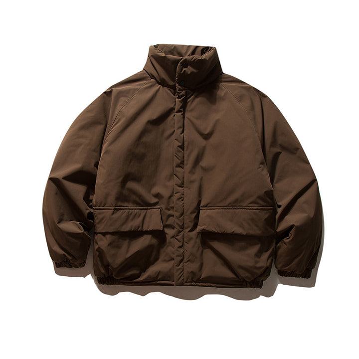 Unisex Boxy Padded Transition Jacket with High Stand-Up Collar, Elastic Cuffs and Flap Pockets Mune Fashion