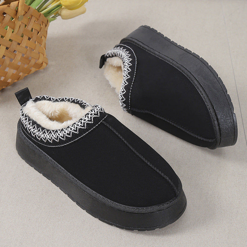 Women Padded Cozy House Slippers with Soft Teddy Lining, Non-Slip Platform Sole and Decorative Collar Mune Fashion