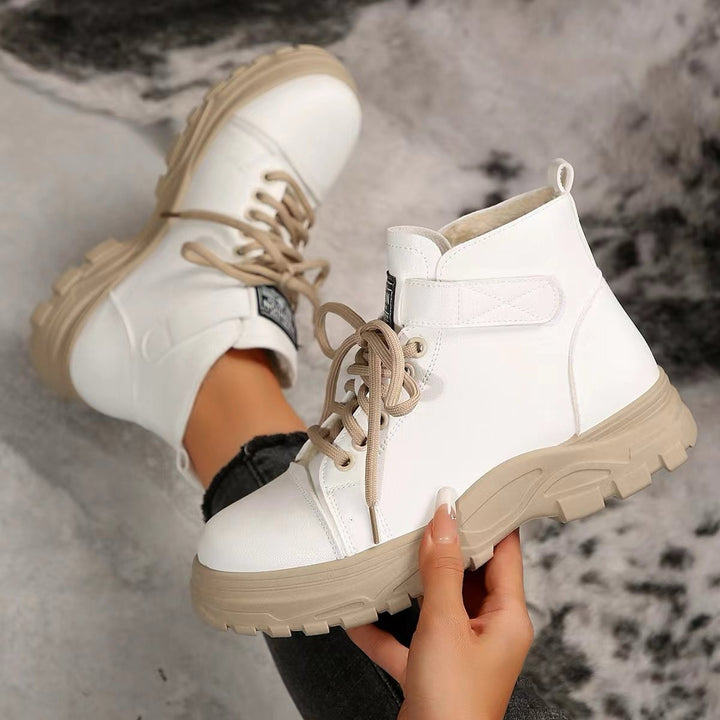 Women’s fashionable platform high-top sneakers with Velcro straps, padded comfort insole, and profile tractor heel Mune Fashion