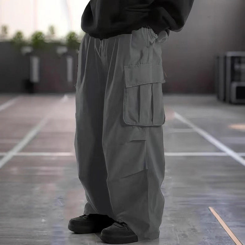 Men's Oversized Baggy Cargo Pants in Urban Utility Style with Elastic Drawstring Waistband and Multiple Flap Pockets Mune Fashion