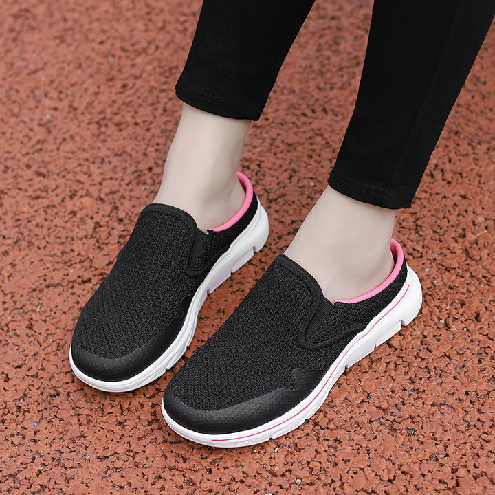 Women's open heel slipper with seamless mesh fabric, padded comfort insole, and shock-absorbing lightweight sole Mune Fashion