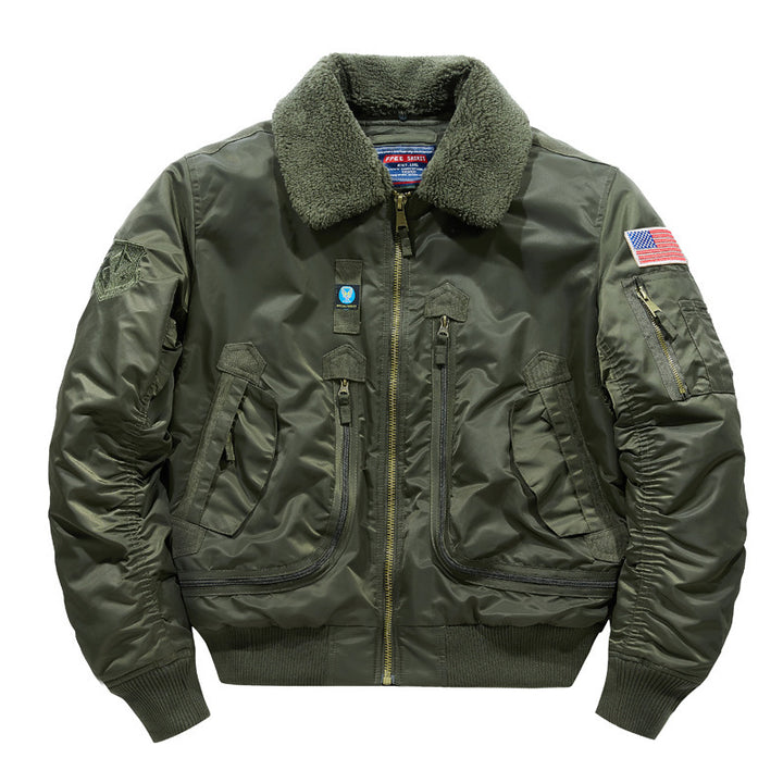 Men's Pilot Jacket with Teddy Collar and Multifunctional Pockets Mune Fashion