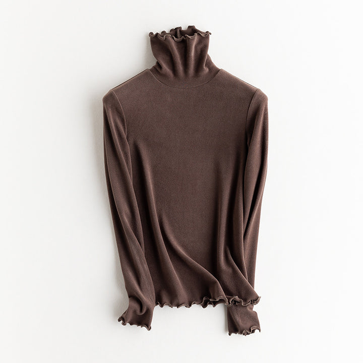Ladies Fine Long Sleeve Shirt with Stand-up Collar made of Stretch Jersey, Body-hugging Silhouette Mune Fashion