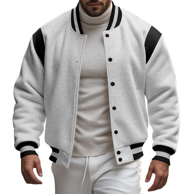 Men's nan College baseball jacket with snap button placket, ribbed collar and contrasting yokes Mune Fashion