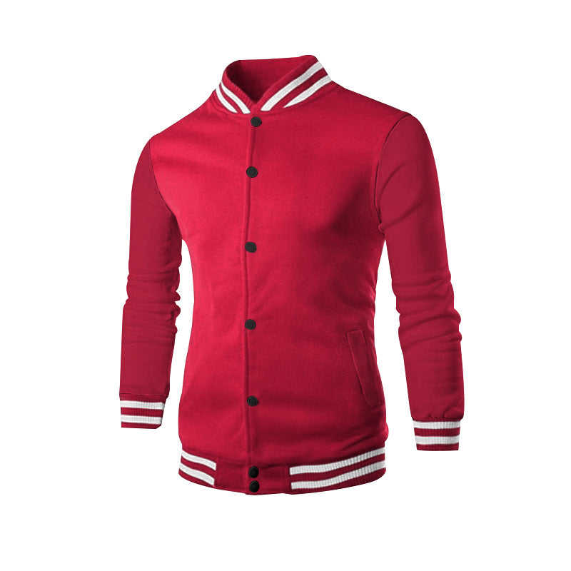 Men's slim college jacket in college style with snap button placket and contrasting ribbed cuffs Mune Fashion