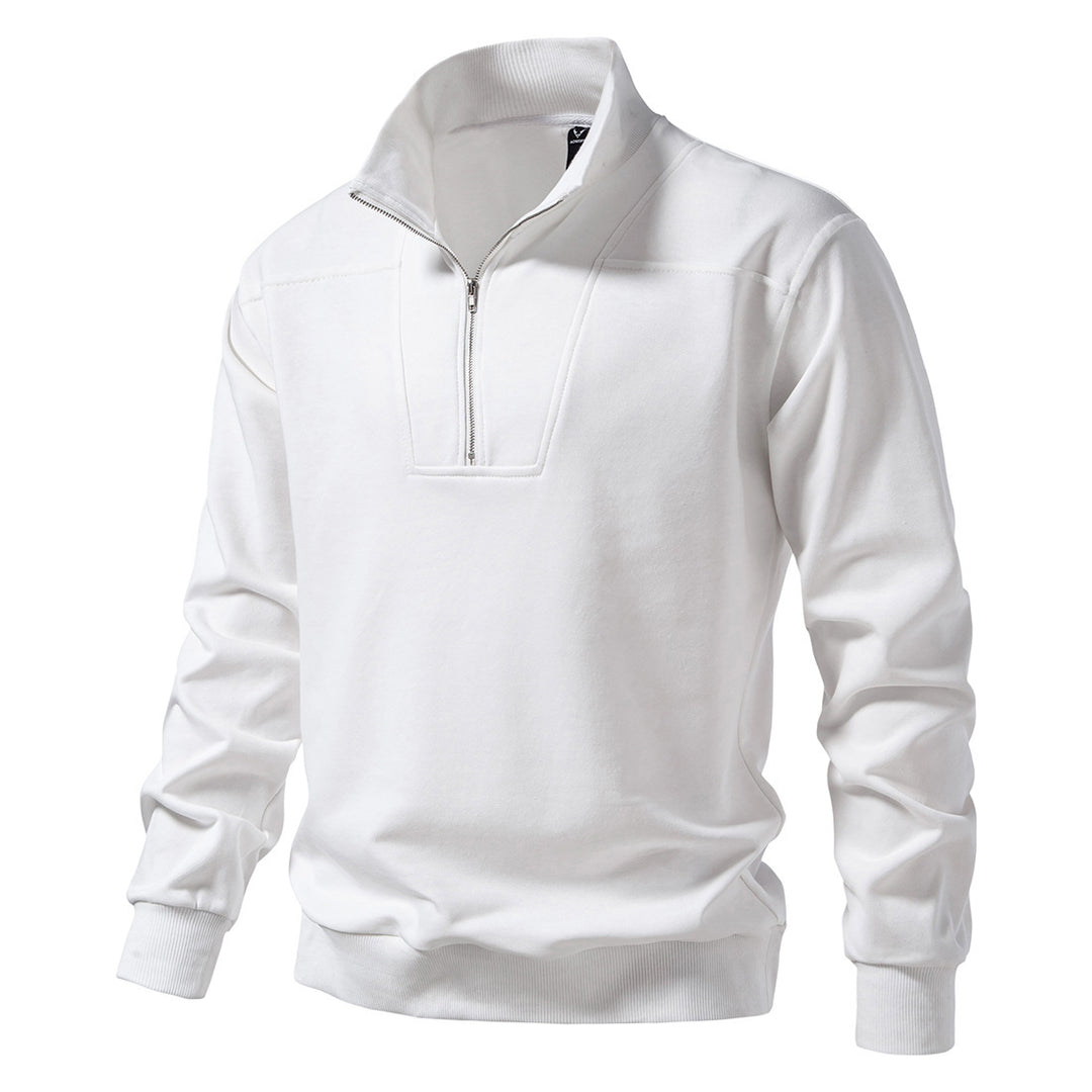 Men's Half-Zip Sweatshirt with Stand Collar and Ribbed Cuffs Mune Fashion