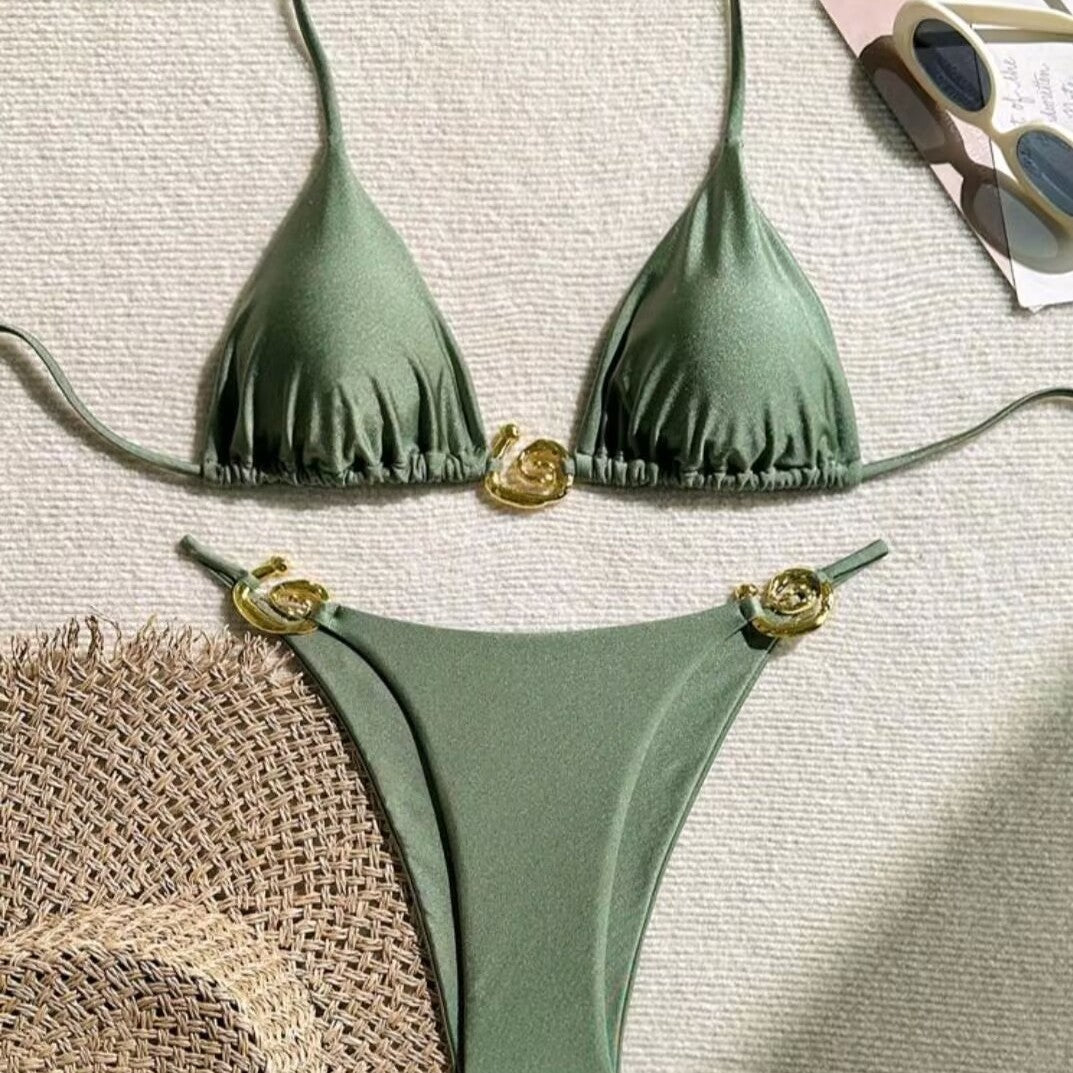 Women's Triangle Bikini with sophisticated Gold Detail Mune Fashion
