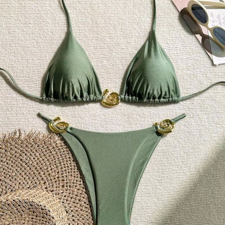 Women's Triangle Bikini with sophisticated Gold Detail Mune Fashion