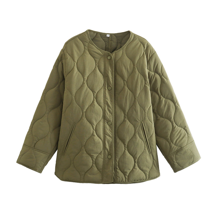 Women’s Longline Padded Jacket with Oversized Silhouette and Snap Button Closure Mune Fashion