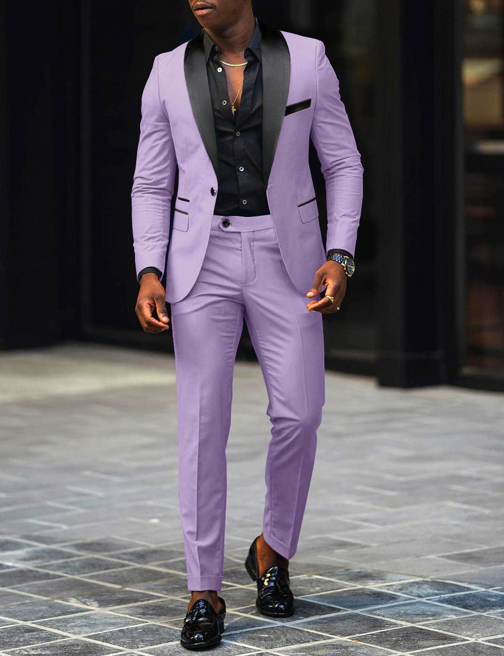 Men's narrow cut tuxedo with satin lapels and slim-fit trousers Mune Fashion