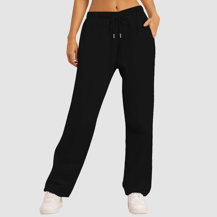Ladies wide High-Waist Palazzo lounge pants with elastic comfort waistband, drawstring and side pockets Mune Fashion