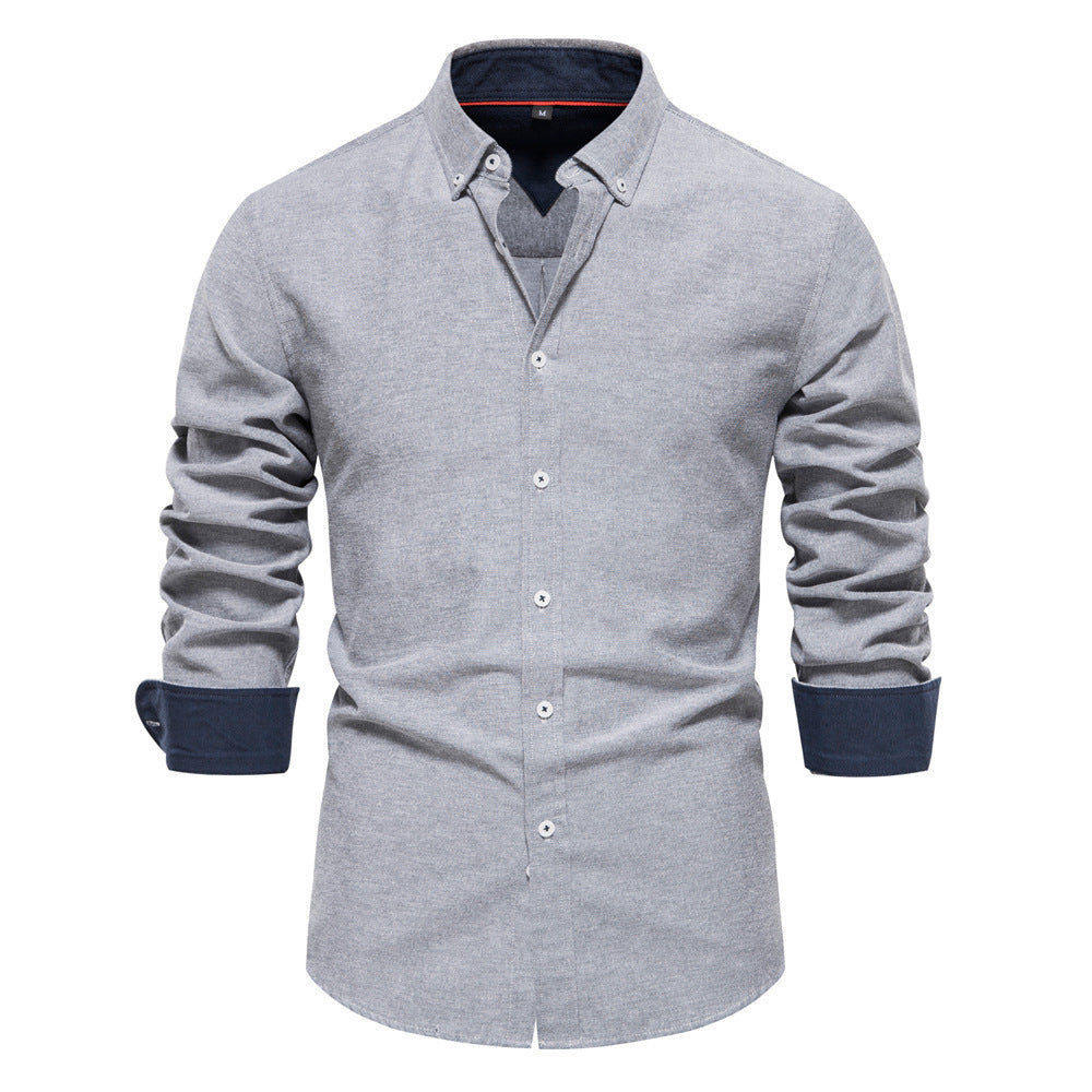 Men's elegant long-sleeve shirt made of Oxford fabric with a Kent collar and cuffed sleeves Mune Fashion