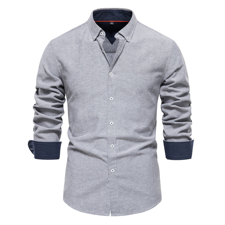 Men's elegant long-sleeve shirt made of Oxford fabric with a Kent collar and cuffed sleeves Mune Fashion