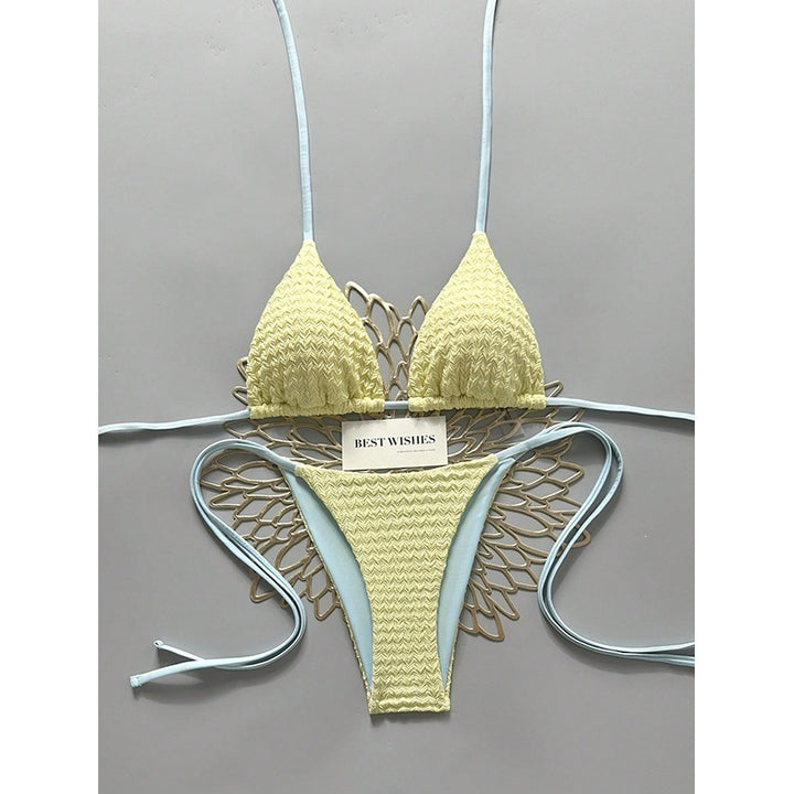 Women's triangle bikini with high leg cut and fine textured pattern Mune Fashion