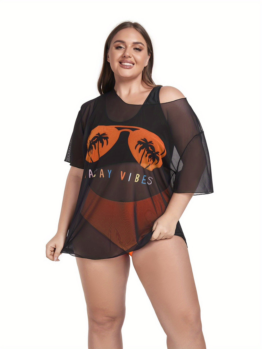Women's Mesh Beach Dress with Casual Print Mune Fashion