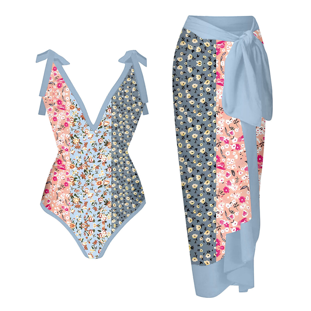 Women's Swimwear Set with Stylish Wrap Skirt Mune Fashion