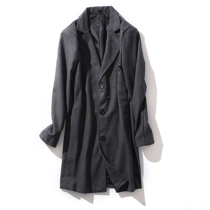 Men's tailored wool coat with a slim silhouette, classic lapels, and concealed button placket Mune Fashion