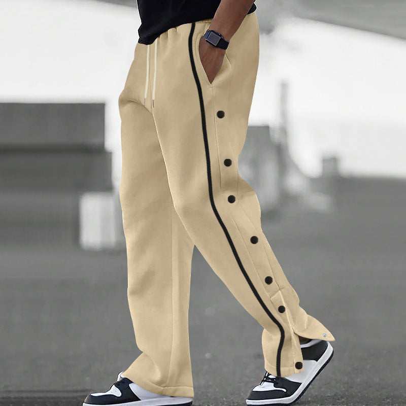 Men's Sporty Loose Jogging Pants with Snap Buttons Mune Fashion