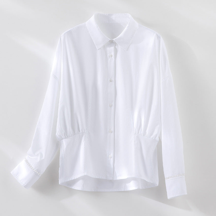 Women's cotton blouse with side gather and casual oversized silhouette Mune Fashion