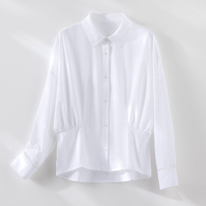 Women's cotton blouse with side gather and casual oversized silhouette Mune Fashion