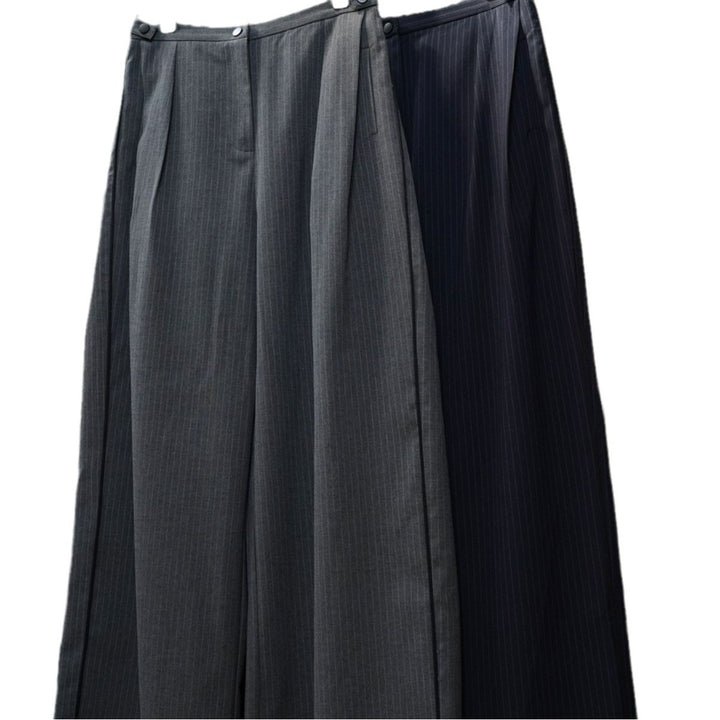Women wide pinstripe trousers with high waistband and wide leg Mune Fashion
