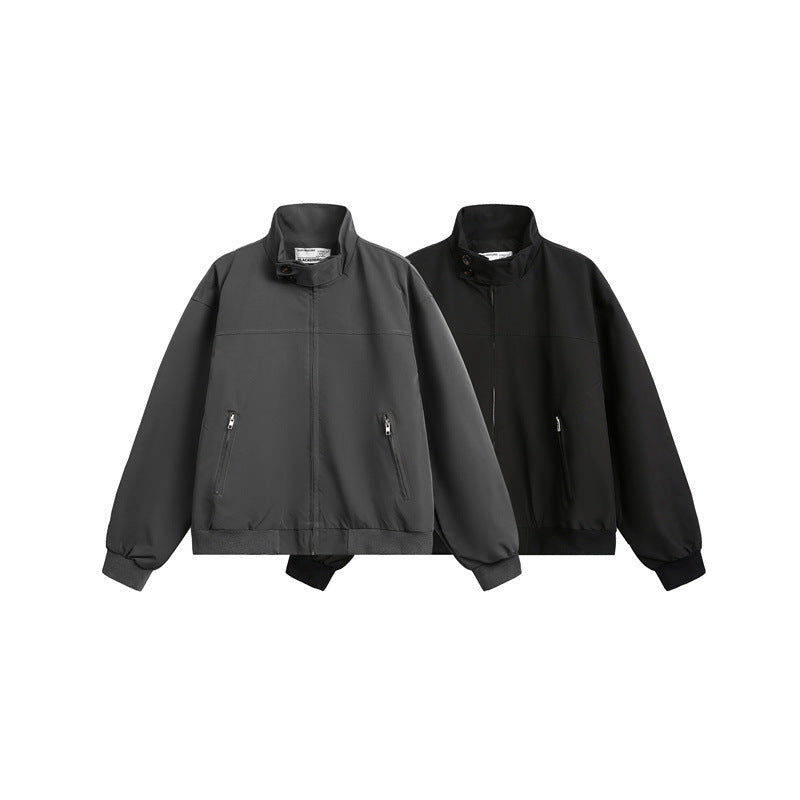 Men's Urban Microfiber Blouson with Stand-Up Collar, Hidden Button Placket and Zipper Pockets Mune Fashion