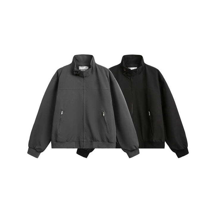 Men's Urban Microfiber Blouson with Stand-Up Collar, Hidden Button Placket and Zipper Pockets Mune Fashion
