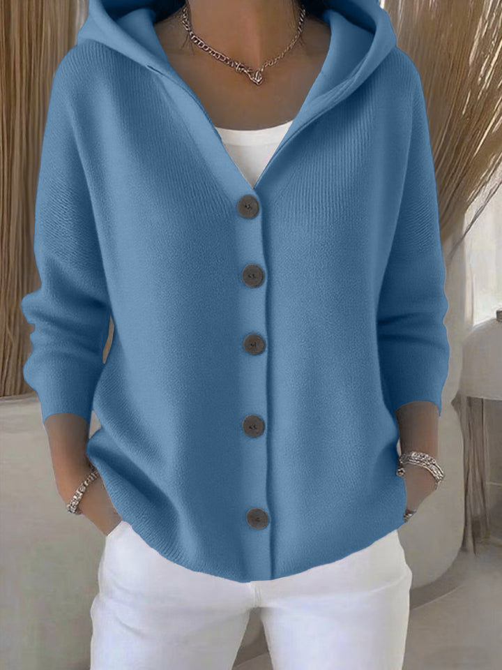 Women's hooded cardigan with button placket and casual oversized fit Mune Fashion